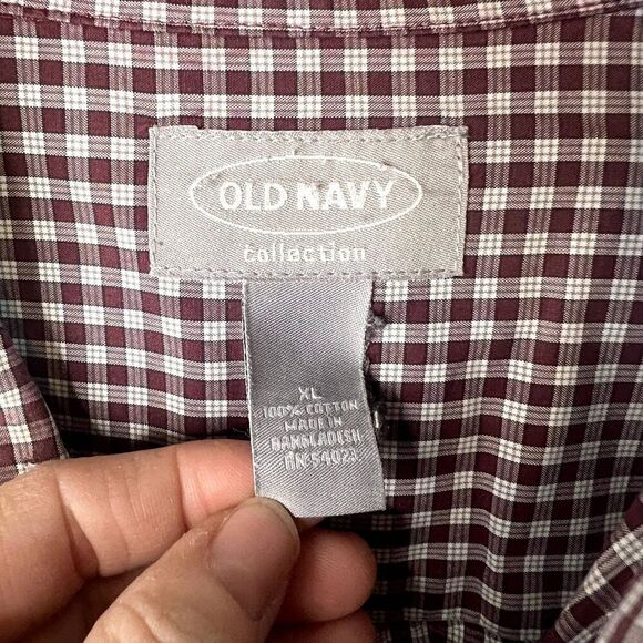 Old Navy Collection Gingham Plaid Long Sleeve Button Front Shirt Mens Size XL - Picture 7 of 9